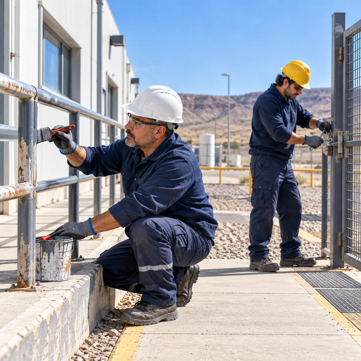 Cuadrilla realizando mantenimiento en una instalación industrial
